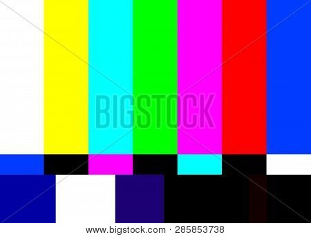 Retro Television Test Pattern. Rainbow Background. Vector Illustration
