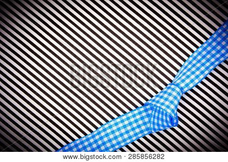 Birthday Gift Black And White Textured Card Background With Blue Bow In The Middle Of Decoration And