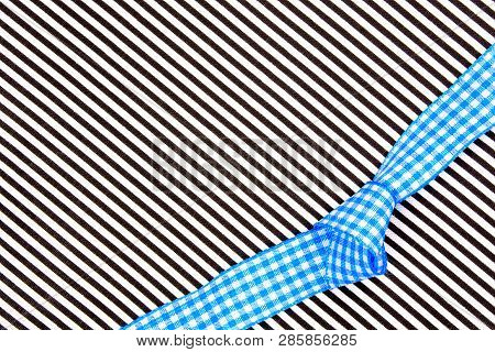 Birthday Gift Black And White Textured Card Background With Blue Bow In The Middle Of Decoration And