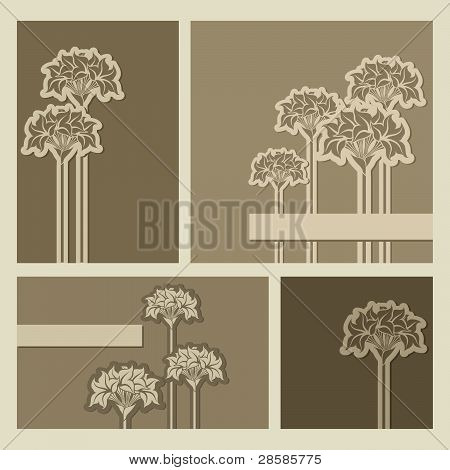 Jeu de cartes d'Invitation Floral Vintage. Illustration vectorielle.