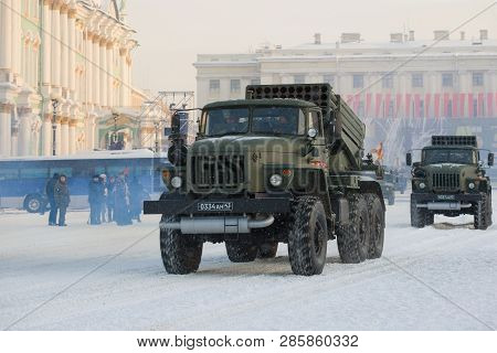 Saint Petersburg, Russia - January 24, 2019: Car System Of Volley Fire 9К51М 