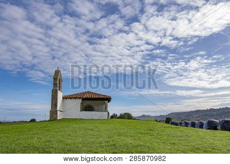 View Of The Hermitage Of Santa Olaya In Villahormes In The Province Of Asturias, Spain