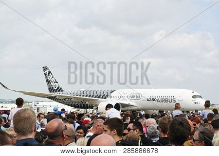 Le Bourget, France - June 24, 2017. Aircrafts Parked At Meeting Space In Paris Le Bourget During The