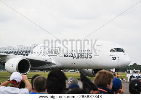 Le Bourget, France - June 24, 2017. Aircrafts Parked At Meeting Space In Paris Le Bourget During The