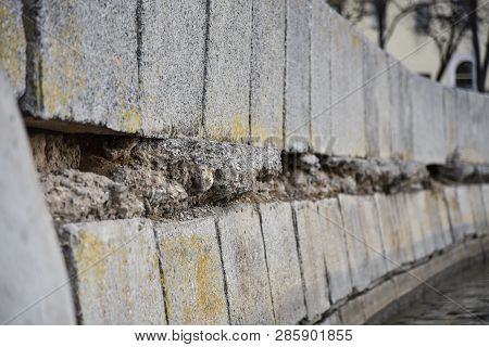 River Embankment Collapses In City, Spring, Wall, Water