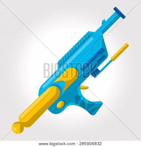 Blue Kids Toy , Cosmic Water Gun On A White Background.
