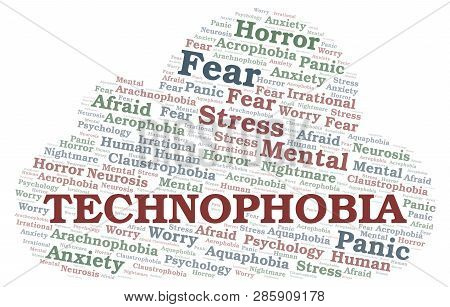 Technophobia Word Cloud. Wordcloud Made With Text Only.