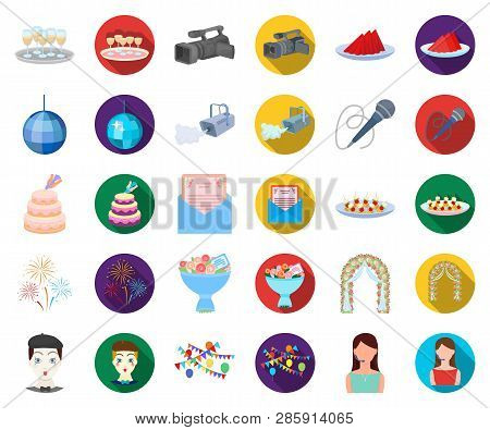 Event Organisation Cartoon, Flat Icons In Set Collection For Design.celebration And Attributes Vecto
