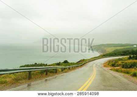 Road On The Northern Tip Of Cape Breton Island Near Meat Cove, Nova Scotia, Canada