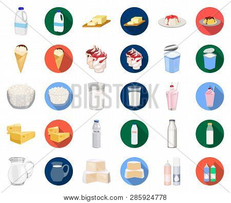 Milk Product Cartoon, Flat Icons In Set Collection For Design.milk And Food Vector Symbol Stock Web 