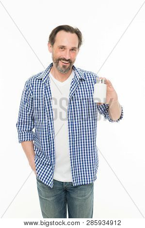 Health Is Precious. Mature Man Holding Pill Bottle. Senior Man With Pill And Vitamin Complex. Bearde