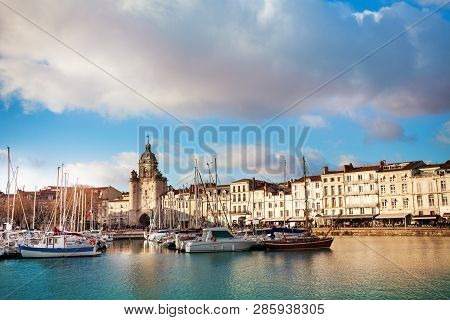 Downtown, Clocktower And Marina In La Rochell
