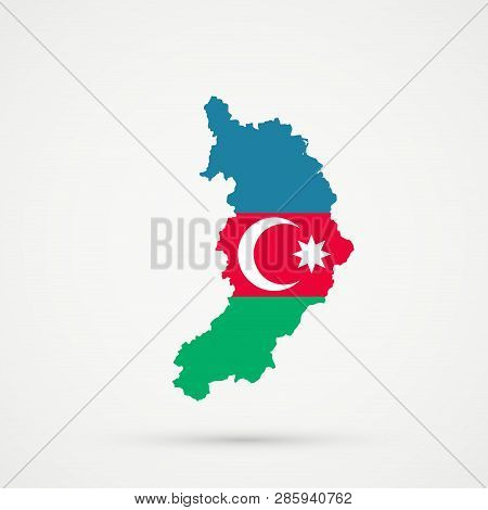 Republic Of Khakassia Map In Azerbaijan Flag Colors, Editable Vector.