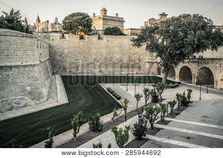 Old Walls At Historical Town Mdina, Malta