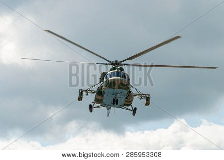 Tyumen, Russia - August 4, 2017: International Army Games. Engineering Formula Contest. Military Hel