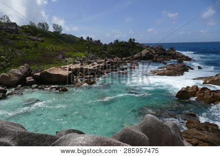 Natural Pools On The Beaches Of Seychelles
