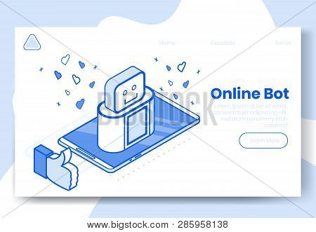 Digital Isometric Design Concept Set Of Internet Bot App 3d Icons.isometric Social Marketing Symbols
