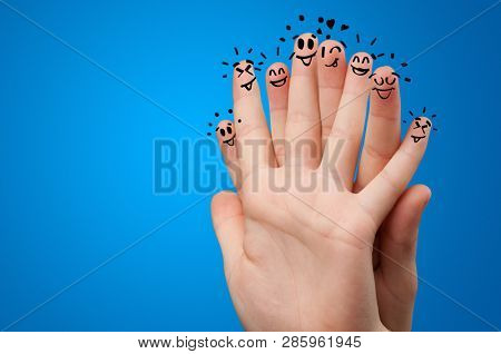 Waggish happy fingers with team building concept