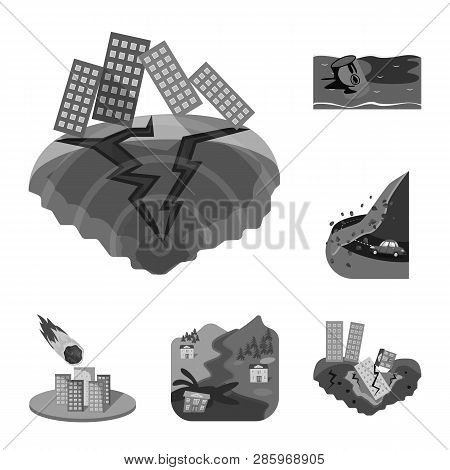 Vector Illustration Of Nature And Apocalypse  Symbol. Set Of Nature And Environment  Vector Icon For