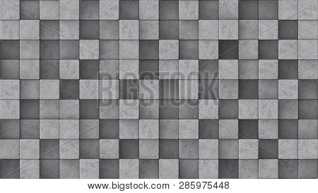 3d Rendered Concrete Blocks At Different Heights.