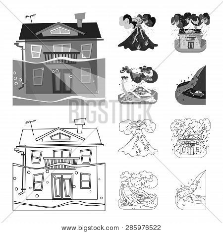 Isolated Object Of Weather And Distress Icon. Collection Of Weather And Crash Stock Vector Illustrat