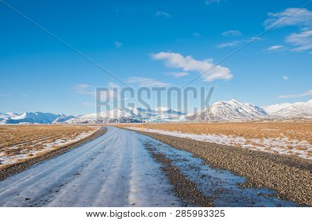 Hoffell Mountain In Hornafjordur In South Iceland On A Sunny Winter Day