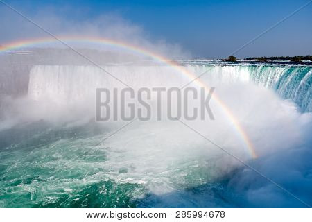 Rainbow On Horseshoe Falls From Niagara Falls - Ontario, Canada