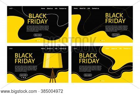 Black Friday. Set Of Abstract Website Templates, Products And Services, Super Discounts. Universal B