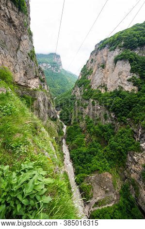 View Of Cherek Gorge In The Caucasus Mountains In Kabardino-balkaria, Russia