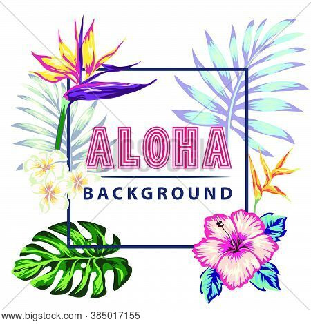 Tropical Flowers And Palms Summer Banner Graphic Background Exotic Floral Invitation Flyer