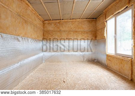 Interior Of A Country House, A Heat-insulating Layer Of Reflective Polyethylene Foam Laminated With 