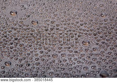 Many Small Water Drops On The Surface Of Cellphone Hydriphobic Coated Glass Screen