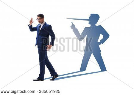 Concept of businessman liar with his shadow