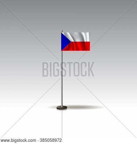 Desktop Flag Vector Image. National Czech Repuplic Flag Isolated On Gray Background. Eps10