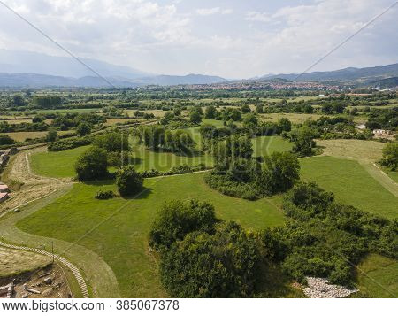 Aerial View Of Ruins Of Ancient Roman City Nicopolis Ad Nestum Near Town Of Garmen, Blagoevgrad Regi