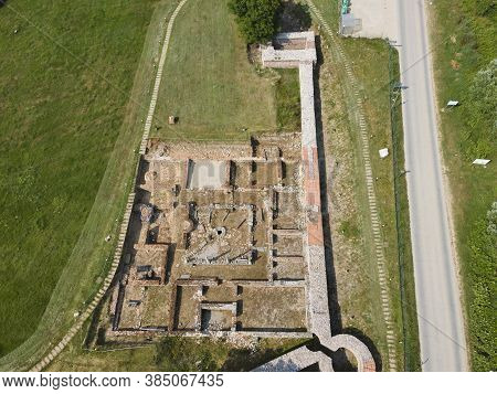 Aerial View Of Ruins Of Ancient Roman City Nicopolis Ad Nestum Near Town Of Garmen, Blagoevgrad Regi