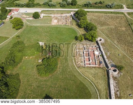 Aerial View Of Ruins Of Ancient Roman City Nicopolis Ad Nestum Near Town Of Garmen, Blagoevgrad Regi
