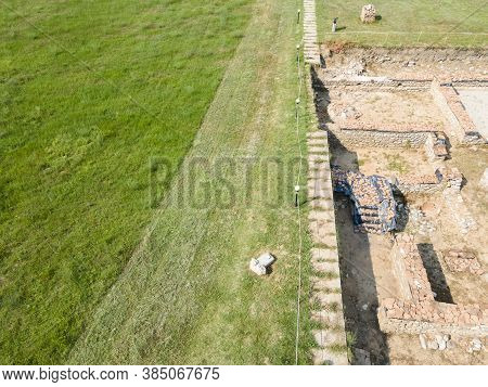 Aerial View Of Ruins Of Ancient Roman City Nicopolis Ad Nestum Near Town Of Garmen, Blagoevgrad Regi