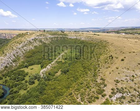 Aerial View Of Iskar Panega Geopark Along The Gold Panega River, Bulgaria