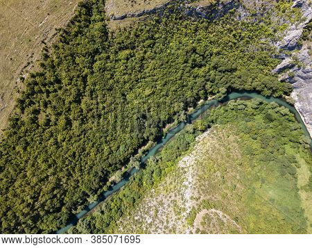 Aerial View Of Iskar Panega Geopark Along The Gold Panega River, Bulgaria