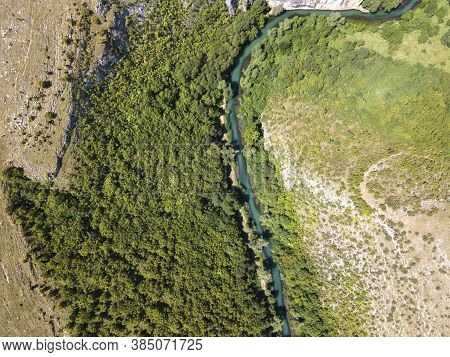 Aerial View Of Iskar Panega Geopark Along The Gold Panega River, Bulgaria