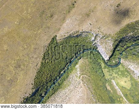 Aerial View Of Iskar Panega Geopark Along The Gold Panega River, Bulgaria
