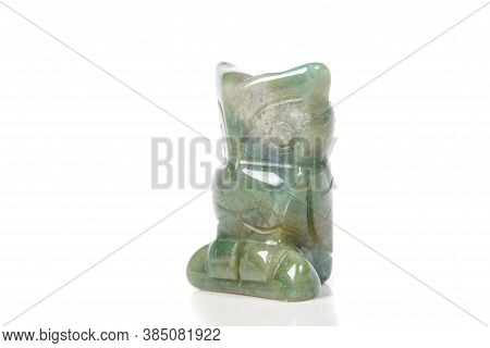 Macro Mineral Stone Owl From Moss Agate