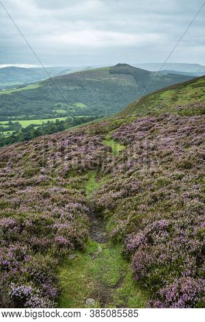 Stunning Landscape Image Of Bamford Edge In Peak District National Park During Late Summer With Heat