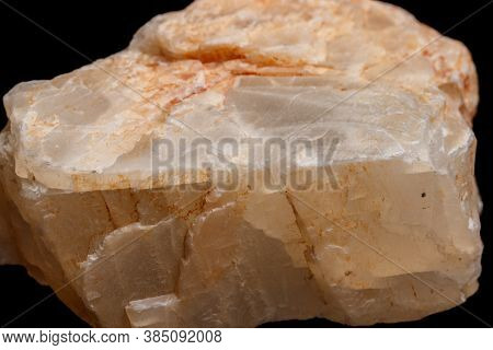 Macro Mineral Stone Moonstone A Black Background