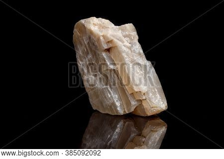 Macro Mineral Stone Moonstone A Black Background