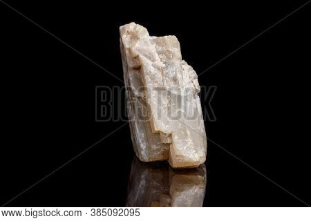Macro Mineral Stone Moonstone A Black Background