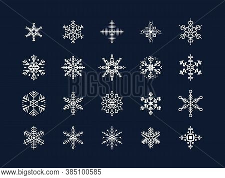 Set Of Cute Snowflakes. Snowflake Collection For Design Christmas And New Year Banner And Cards. Win