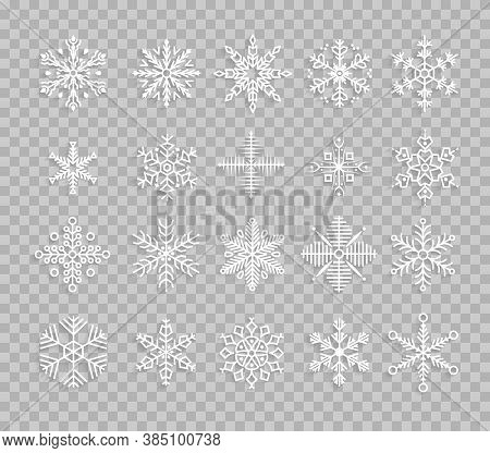 Set Of Cute Snowflakes. Snowflake Collection For Design Christmas And New Year Banner And Cards. Win