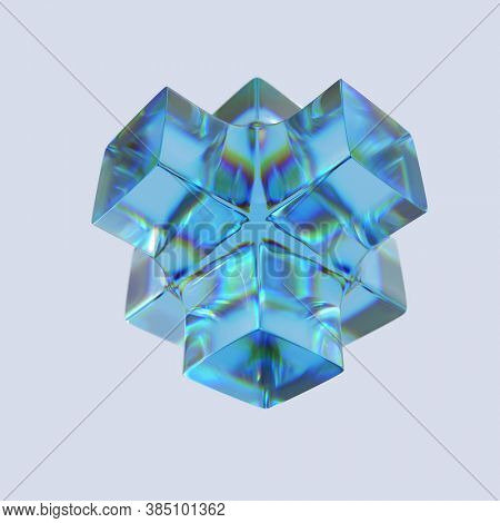ubic shape with glass texture, 3d illustration
